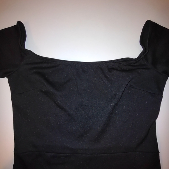 Nasty Gal Sexy Little Black Dress Off Shoulder Mini with Slit Med NWOT - Picture 5 of 6